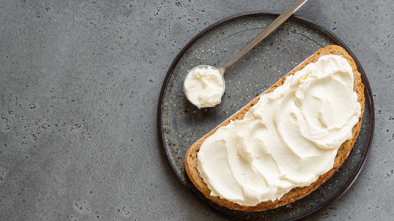 cream cheese on sourdough bread