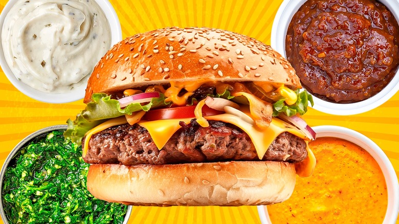 Store-bought sauces with burger