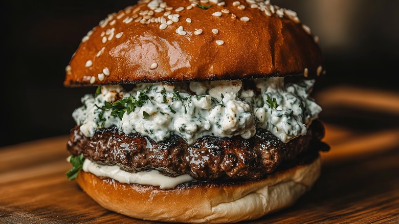 Tzatziki with burger patty