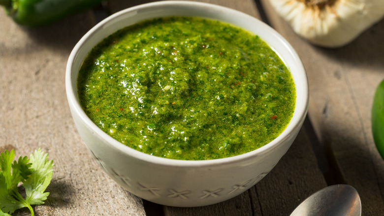 Zhoug sauce in a bowl