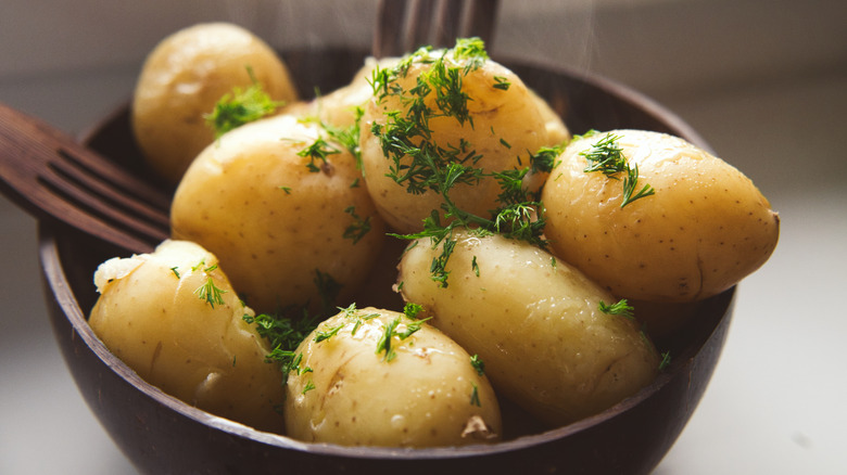Bowl of boiled potatoes