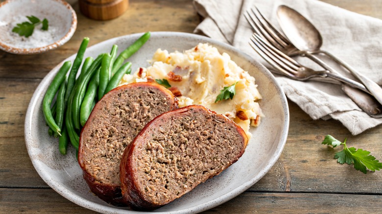 Meatloaf meal on plate