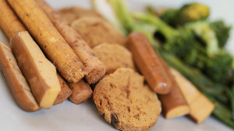 Vegan sausages on a plate