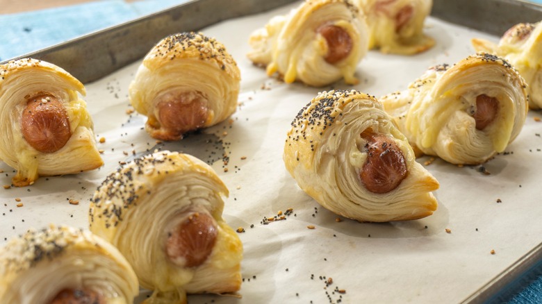 Puff pastry on baking sheet