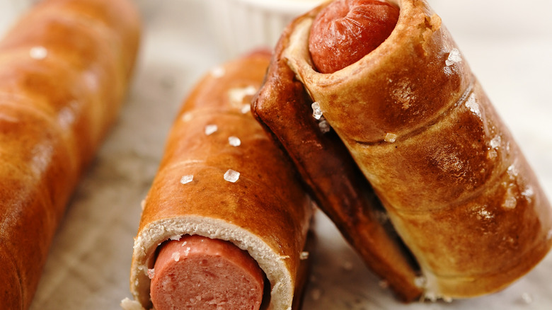 Pretzel-wrapped cocktail sausages