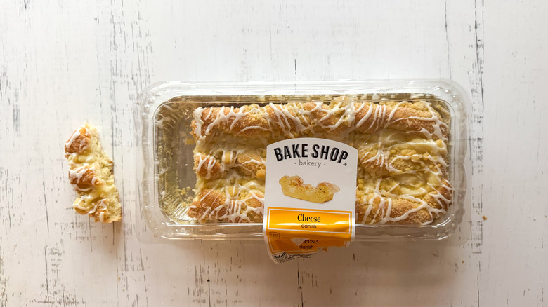 Bake Shop cheese Danish in a container on a white board