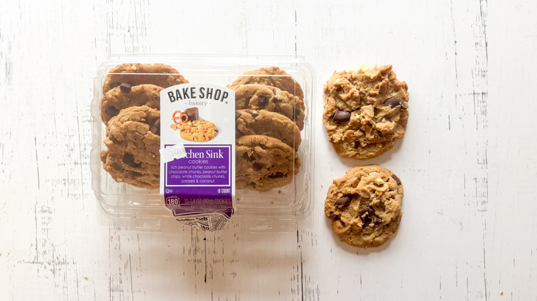 Bake shop kitchen sink cookies and container on a white board