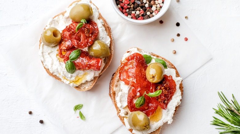 Slices of bruschetta toast