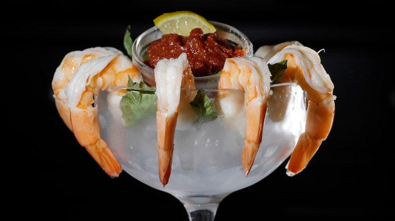 Shrimp cocktail in a glass