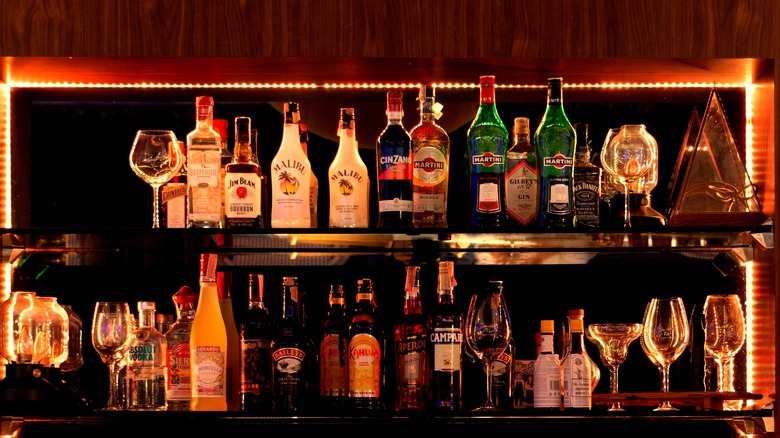 bottles of liquor on backbar