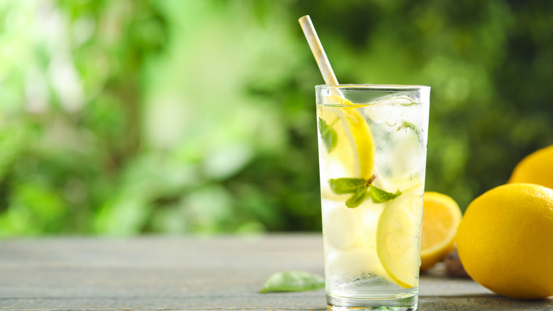 cocktail with lemon and mint