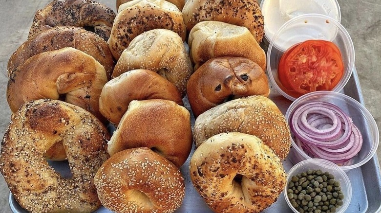 bagel platter with fixings