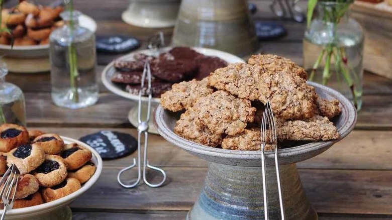 plates of cookies and cakes