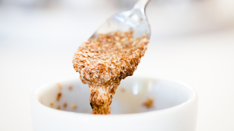 Flaxseed egg on spoon