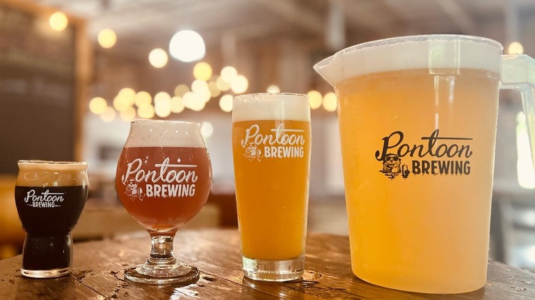 three glasses of Pontoon Brewing beer