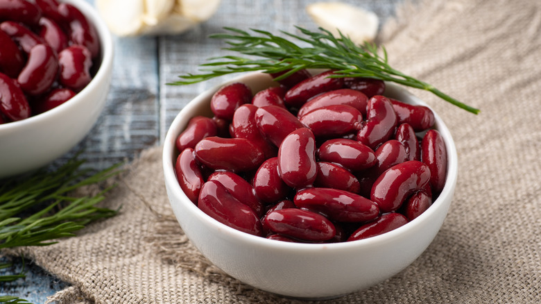 Canned kidney beans in bowl