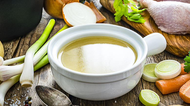 Broth in a bowl