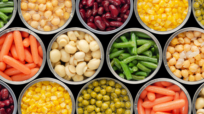 Selection of canned vegetables