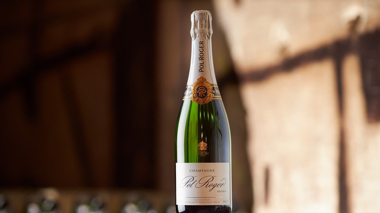 pol roger champagne bottle in cellar