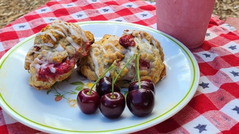 Cherry pastries on plate