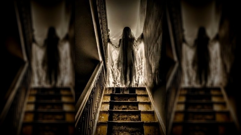 spooky ghost photo on stairs