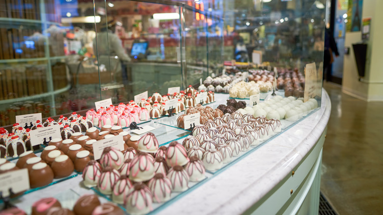 pastries in a case