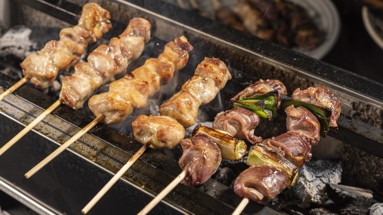 Yakatori on grill