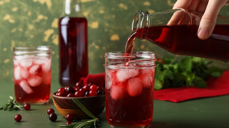 Cranberry juice and berries