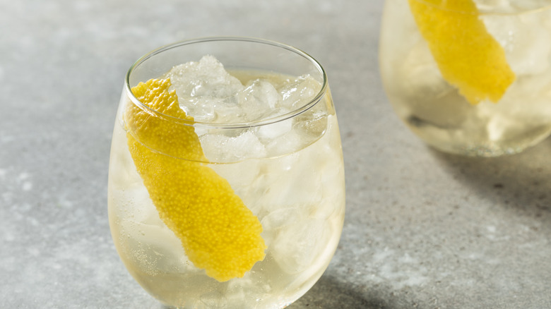 Drink with lemon in glass