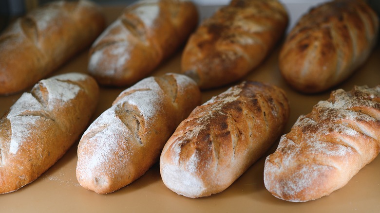 Freshly baked bread on shelf