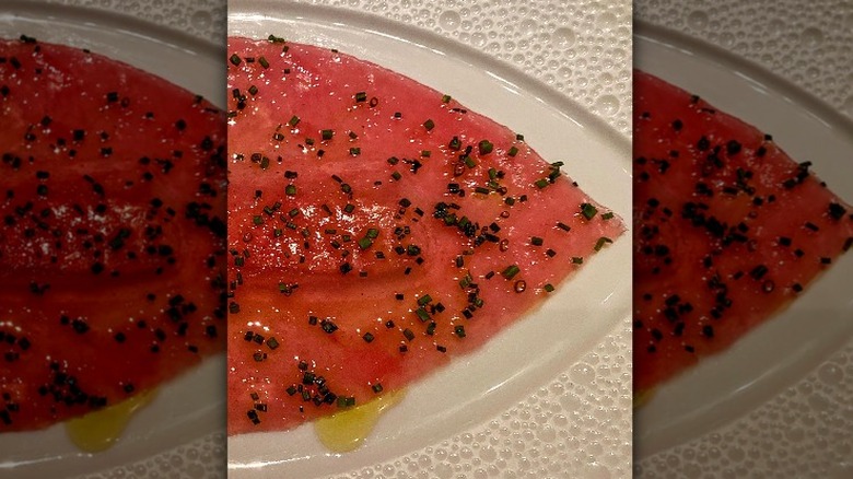 sashimi on white plate