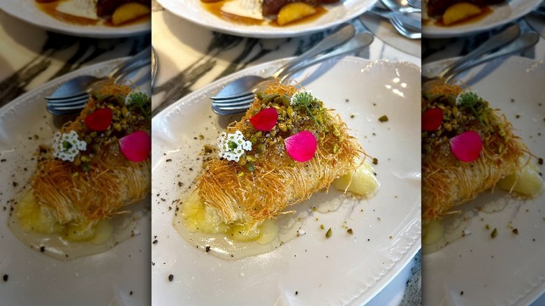 baked brie with herbs and flowers