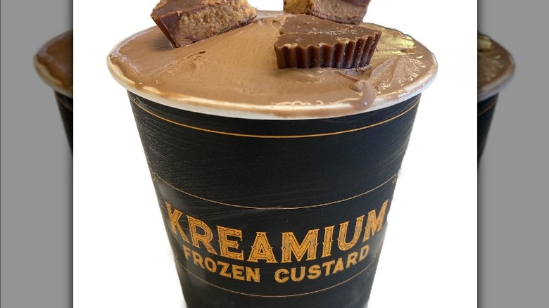 chocolate custard with peanut butter cups