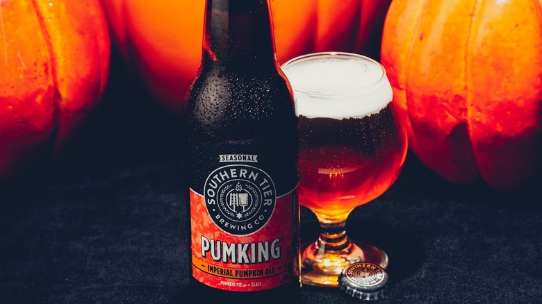 Pumpkin beer and glass