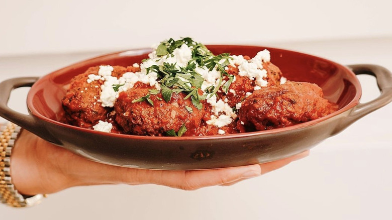 Plate of Greek meatballs