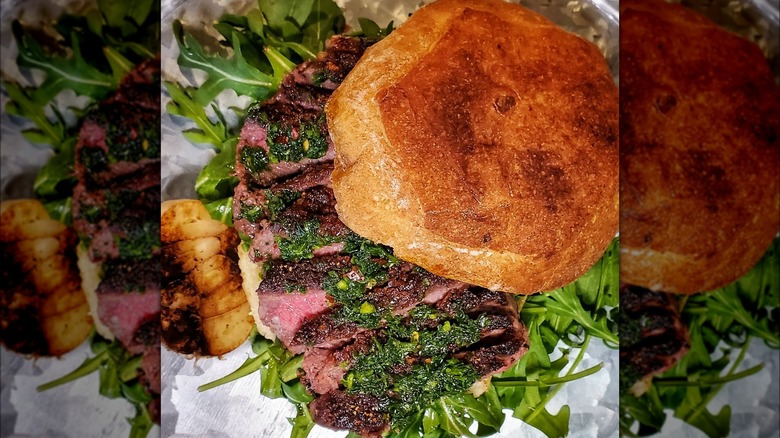 Chimichurri rib-eye sandwich