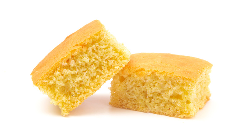 two slices of cornbread