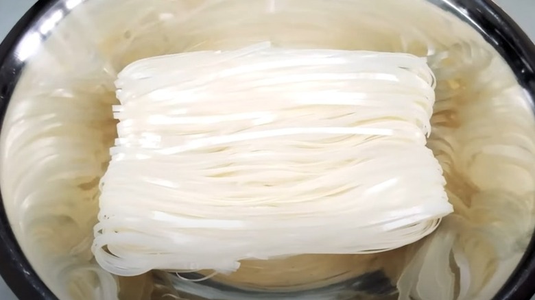 rice noodle sticks in bowl