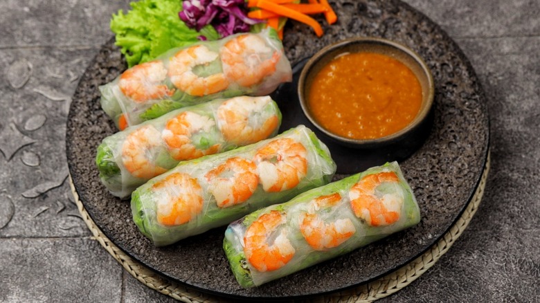 plate of Vietnamese fresh spring rolls