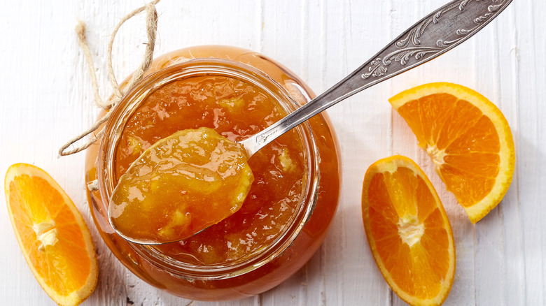 Orange marmalade in a jar