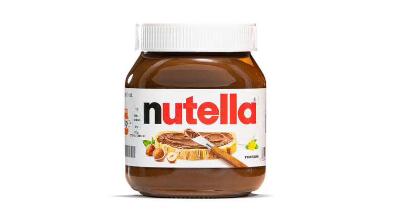 Nutella jar on white background