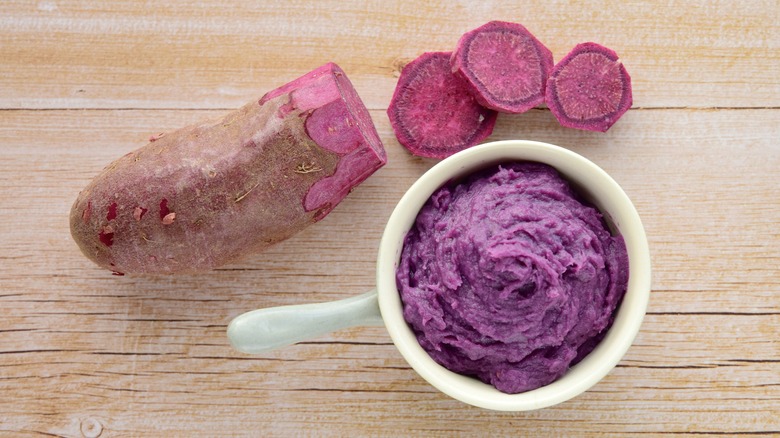 sliced ube yam