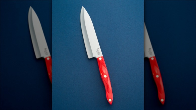 Cutco knife with red handle