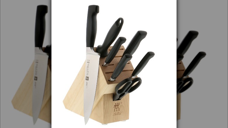 Zwilling knife set in a wooden block