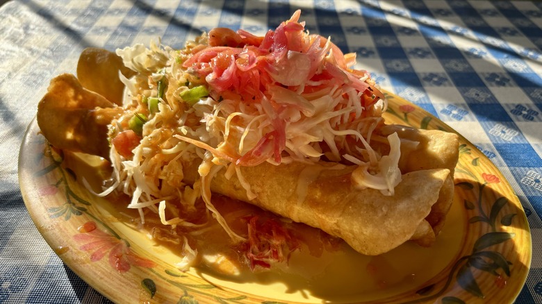 round tacos with cabbage salad