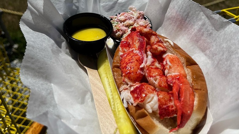 Lobster roll served by the water