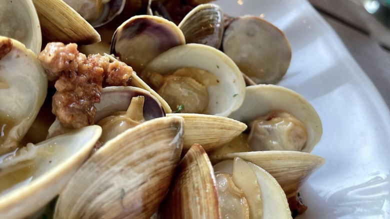Little Neck clams and Italian sausage