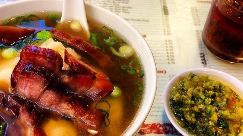 Soup with meat and side dish