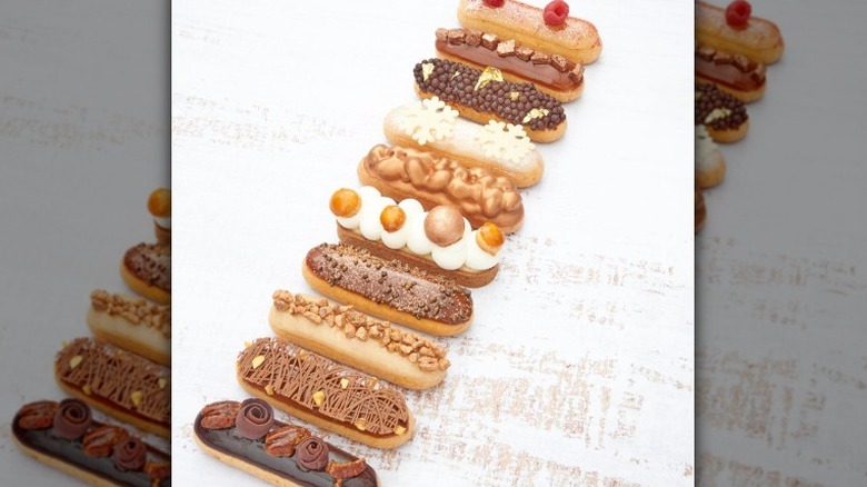 decadent eclairs in a row