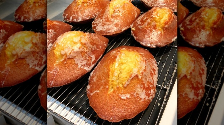 glazed madeleines on tray